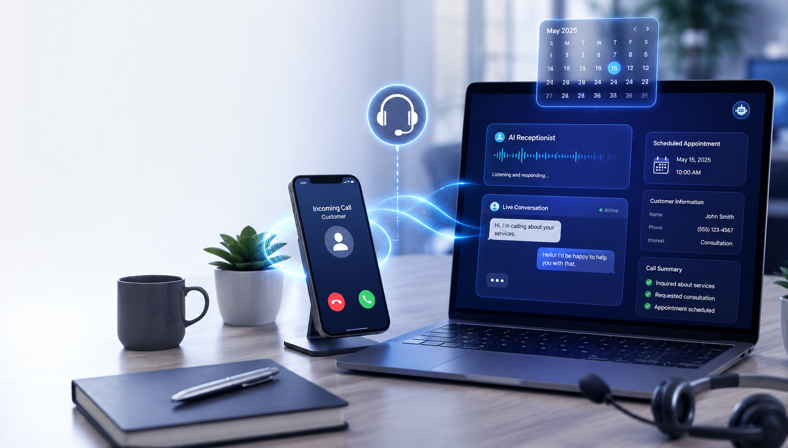 AI Receptionist for businesses to answer calls and schedule appointments